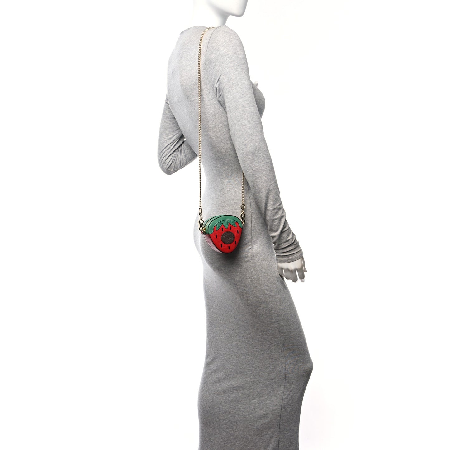 Textured Dollar Calfskin Retro Interlocking G Fruttini Strawberry Mini Bag Lobster Red Black New Acero