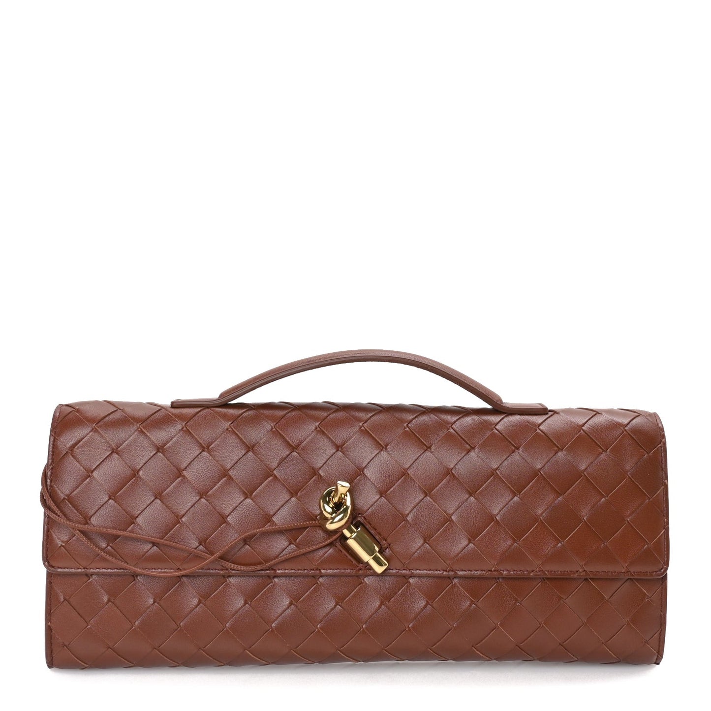 Nappa Intrecciato Long Andiamo Top Handle Clutch Sapele