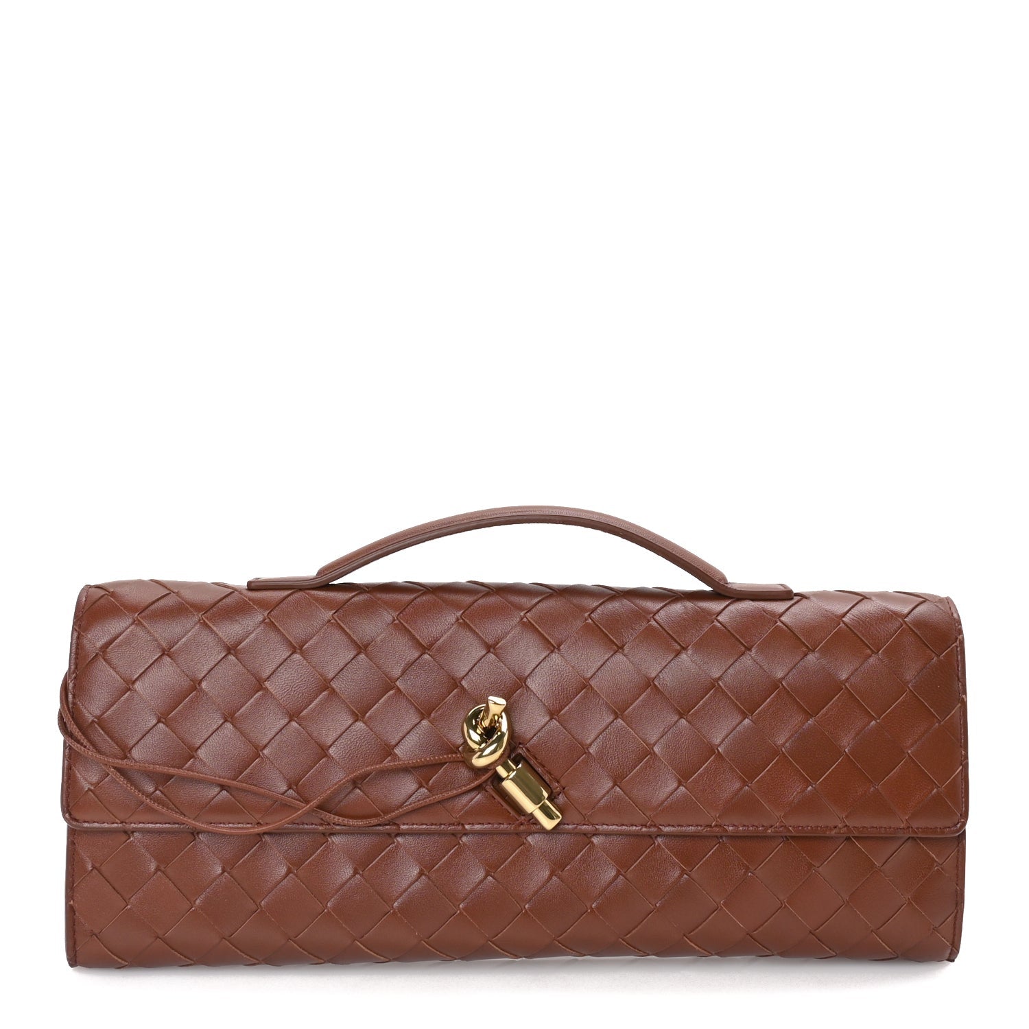 Bottega Veneta Nappa Intrecciato Long Andiamo Top Handle Clutch Sapele 1 of 8