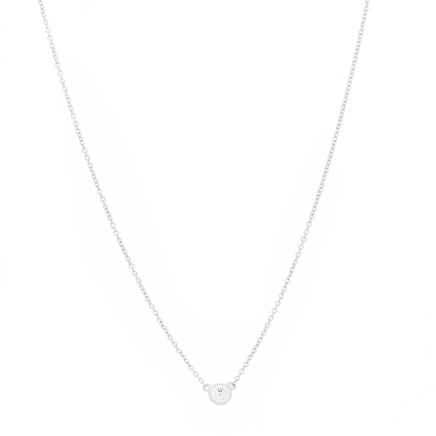 Tiffany Platinum Diamond .17ct Elsa Peretti Diamonds by the Yard Pendant Necklace 1 of 7
