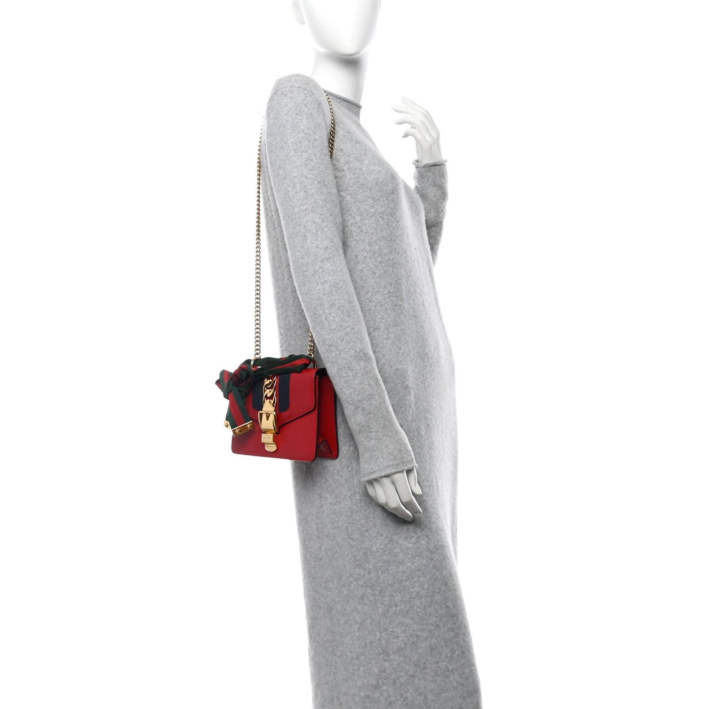Calfskin Mini Sylvie Chain Shoulder Bag Hibiscus Red
