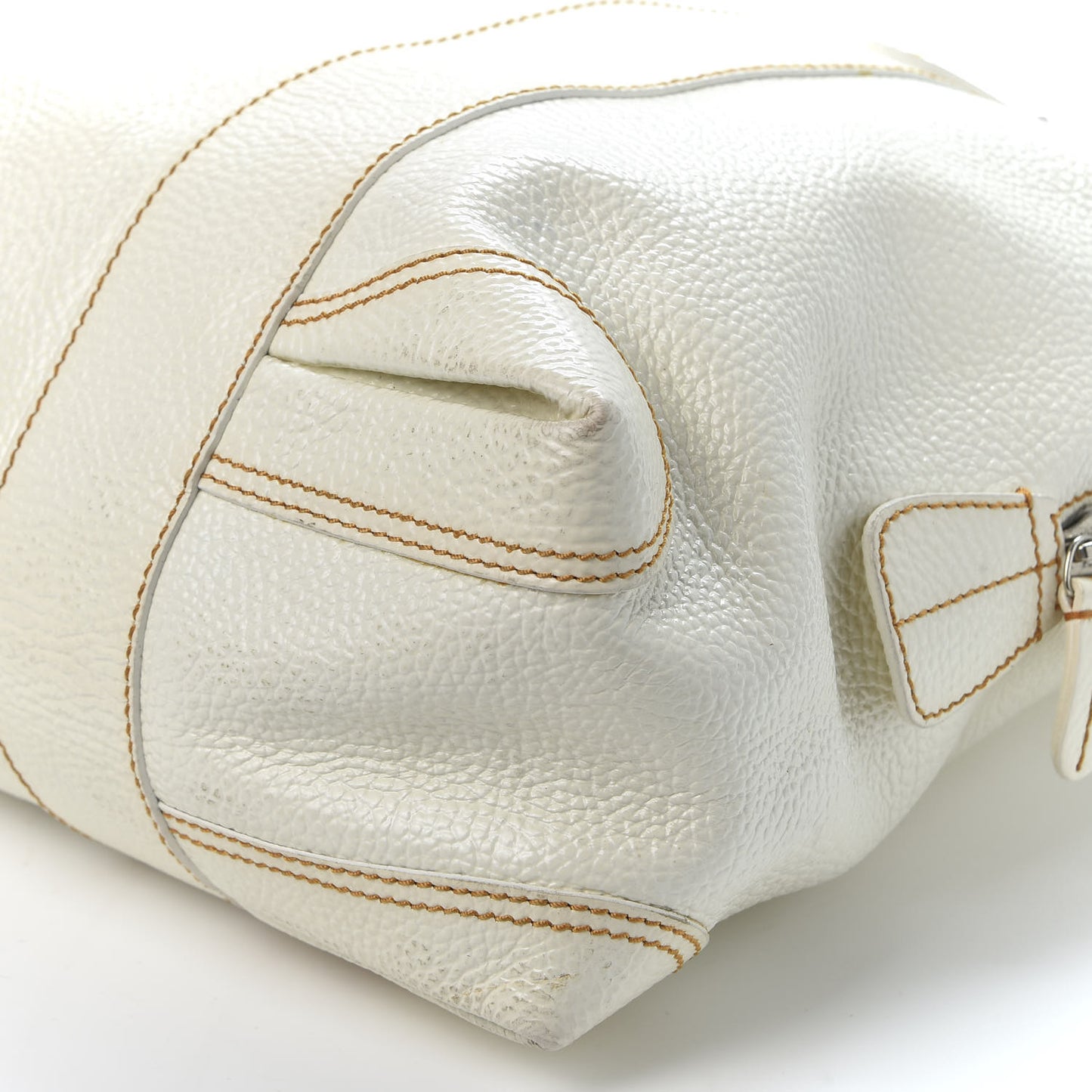 Grained Calfskin Large B Mix Tote White