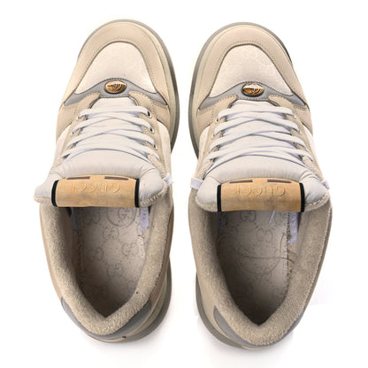 Gucci GUCCI Lame Canvas Nubuck GG Monogram Mens Screener 50mm Sneakers 8 Grey White 5 of 8