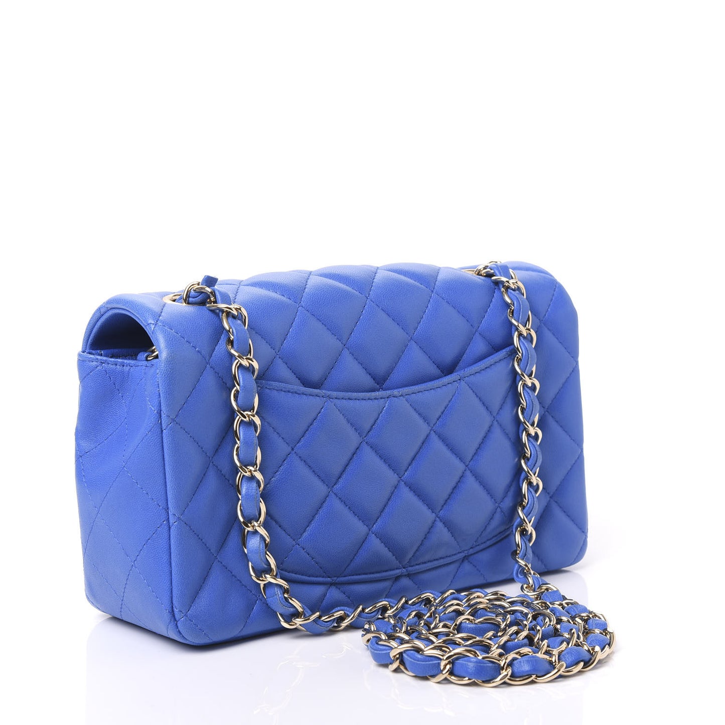 Lambskin Quilted Mini Rectangular Flap Blue