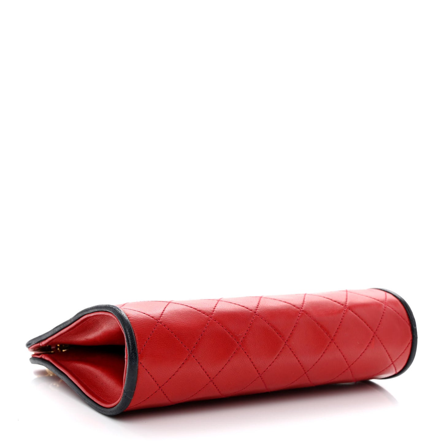 Lambskin Quilted Framed Bag Red Black