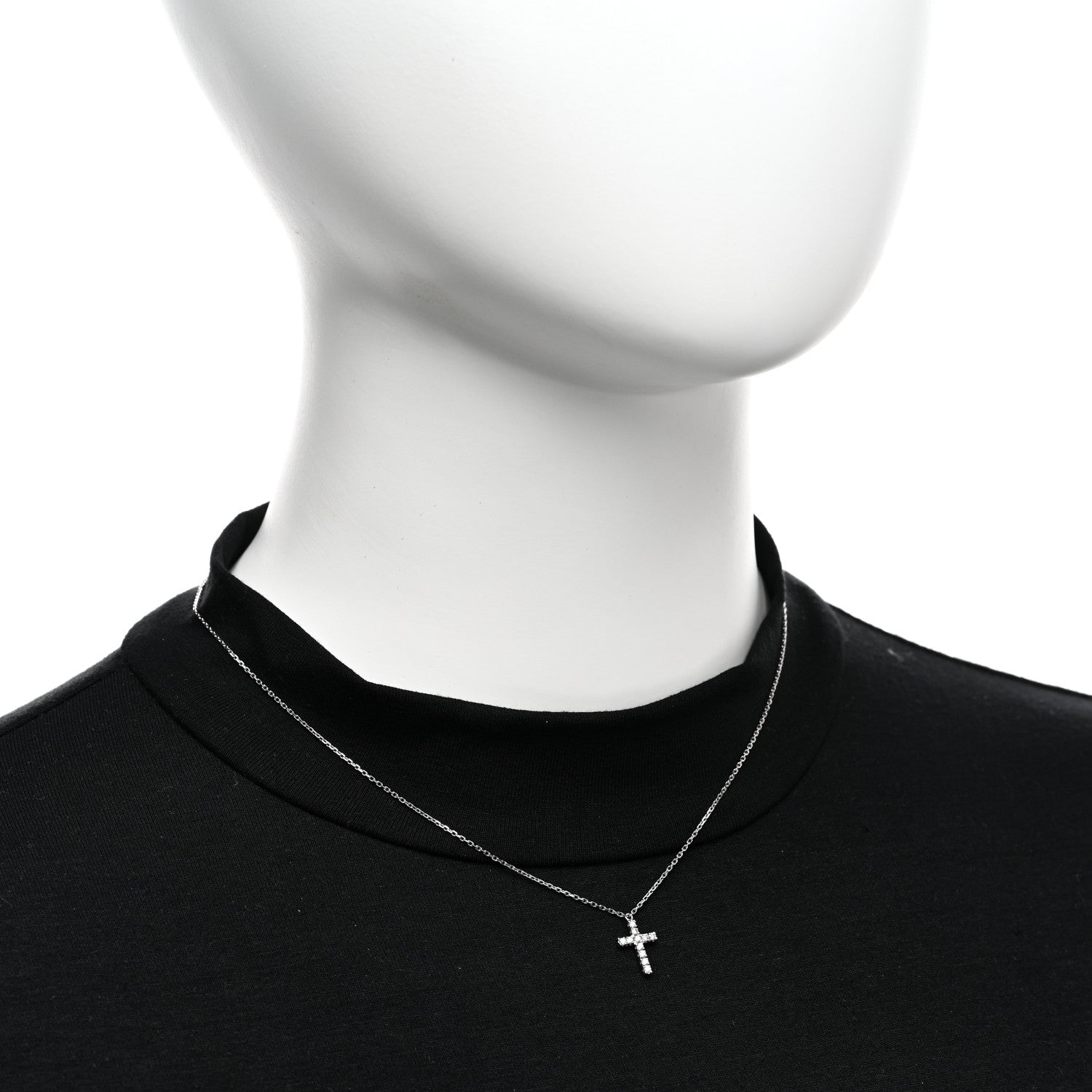Cartier 18K White Gold Diamond Symbols Cross Pendant Necklace 2 of 5