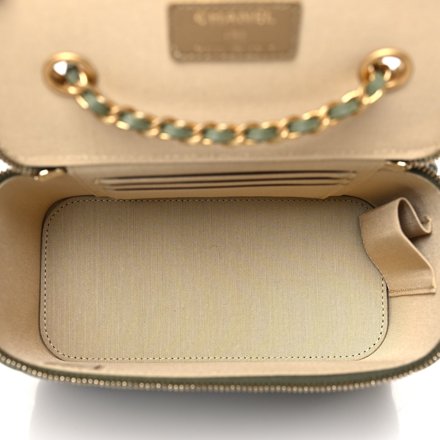 Chanel Lambskin Quilted Small Pearl Crush Vanity Case With Chain  Green 6 of 12