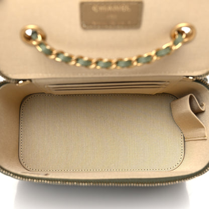 Chanel Lambskin Quilted Small Pearl Crush Vanity Case With Chain  Green 6 of 12