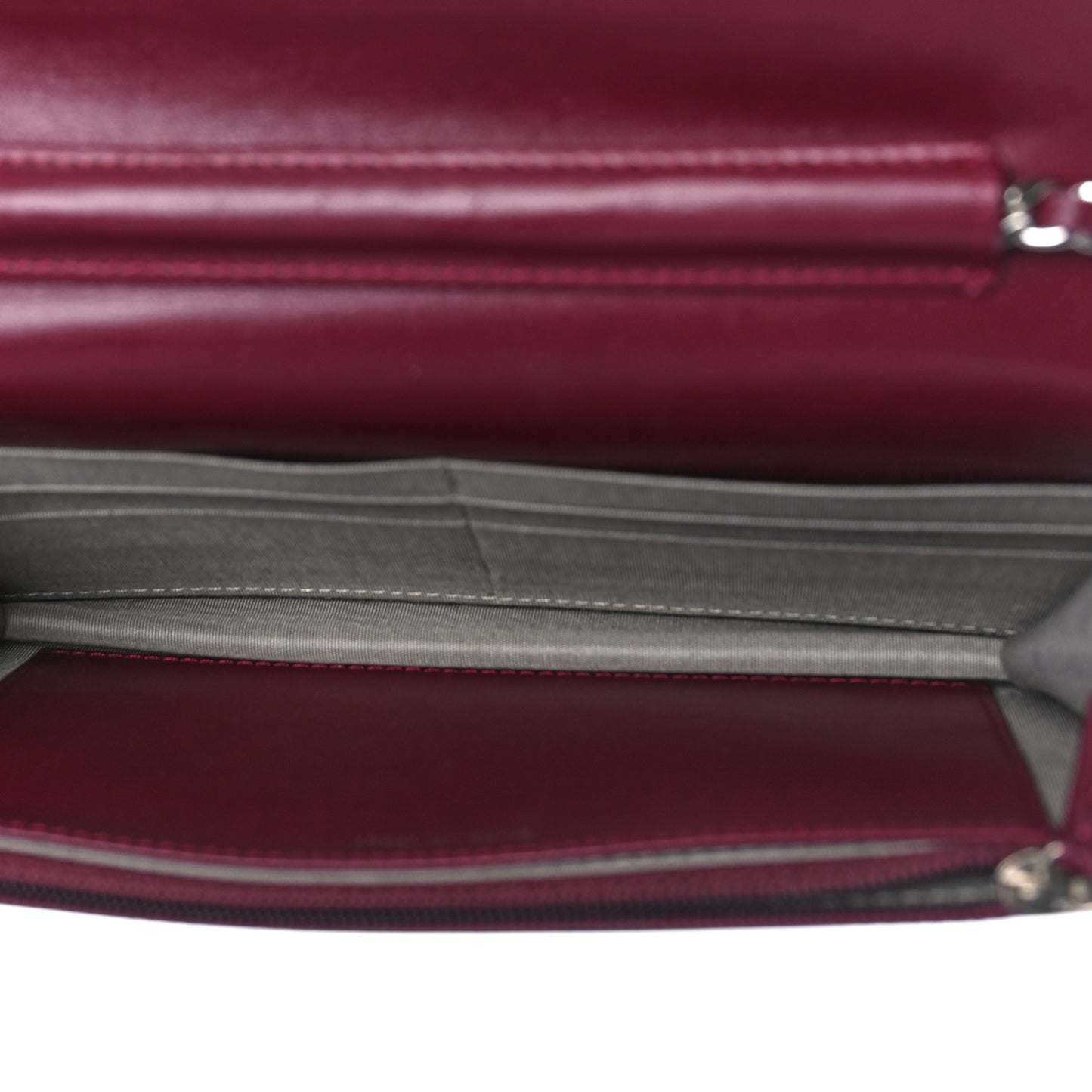 Patent Quilted Brilliant Wallet On Chain WOC Red