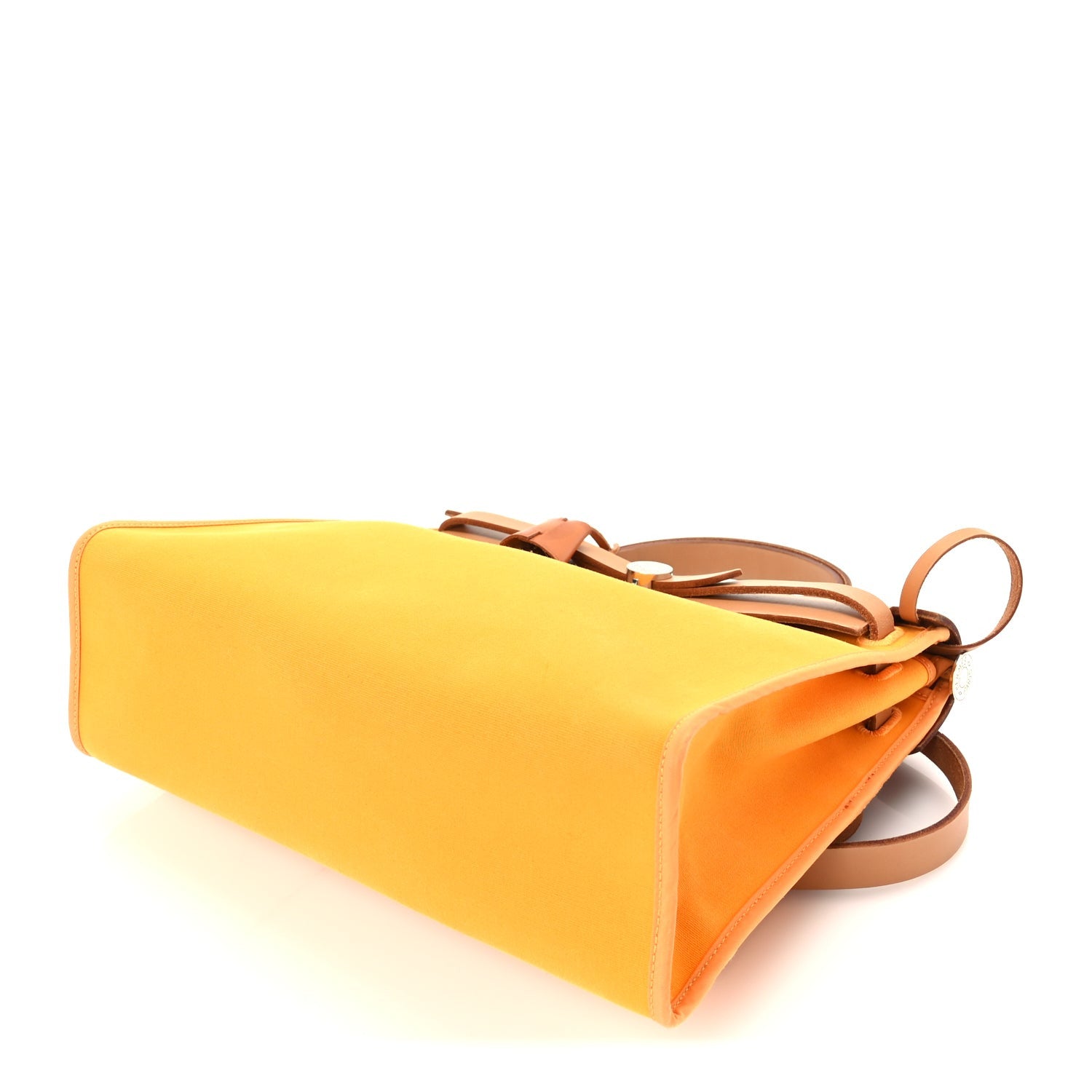 Hermes Toile Officer Vache Hunter Herbag Zip 31 PM Jaune Ambre Natural 10 of 10