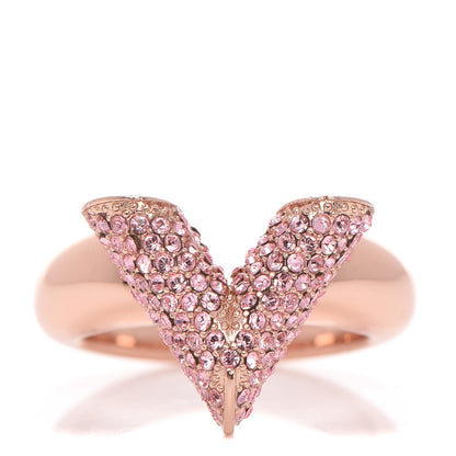 Louis Vuitton Crystal Essential V Strass Ring S 5.5 Pink Gold 1 of 6