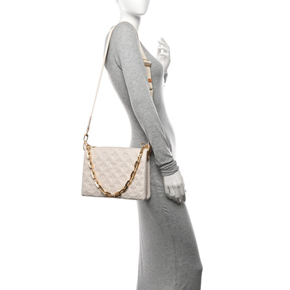 Louis Vuitton Lambskin Embossed Monogram Coussin PM Beige Cream 2 of 10