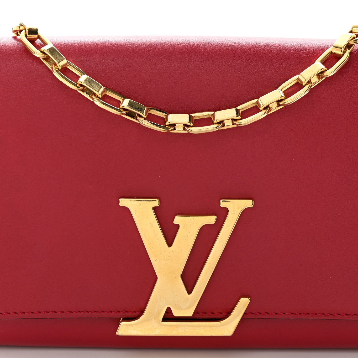 Louis Vuitton Calfskin Chain Louise MM Red 8 of 12
