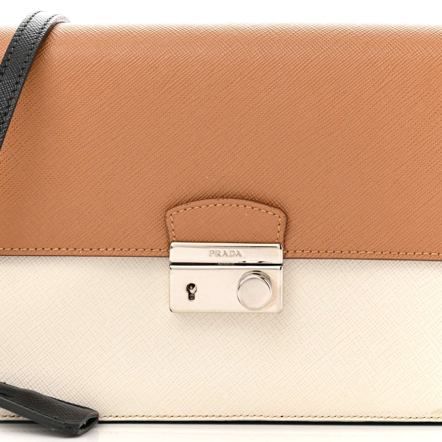 Saffiano Lux Shoulder Bag Caramel Talco