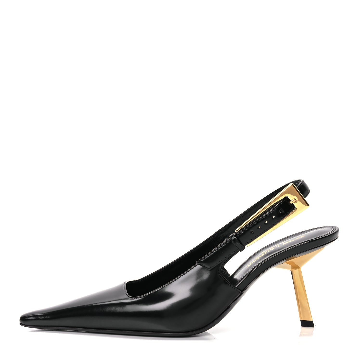 Saint Laurent Vitello Marilyn Lee 75 Slingback Pumps 36 Black 1 of 9