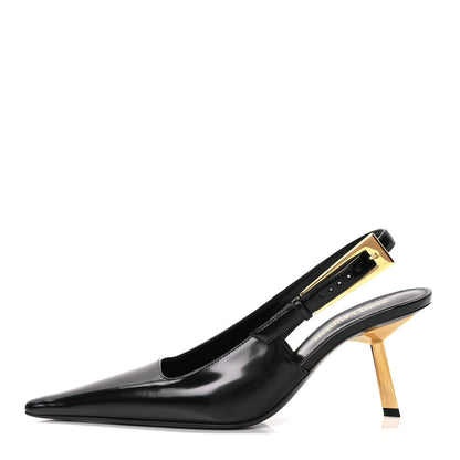 Saint Laurent Vitello Marilyn Lee 75 Slingback Pumps 36 Black 1 of 9