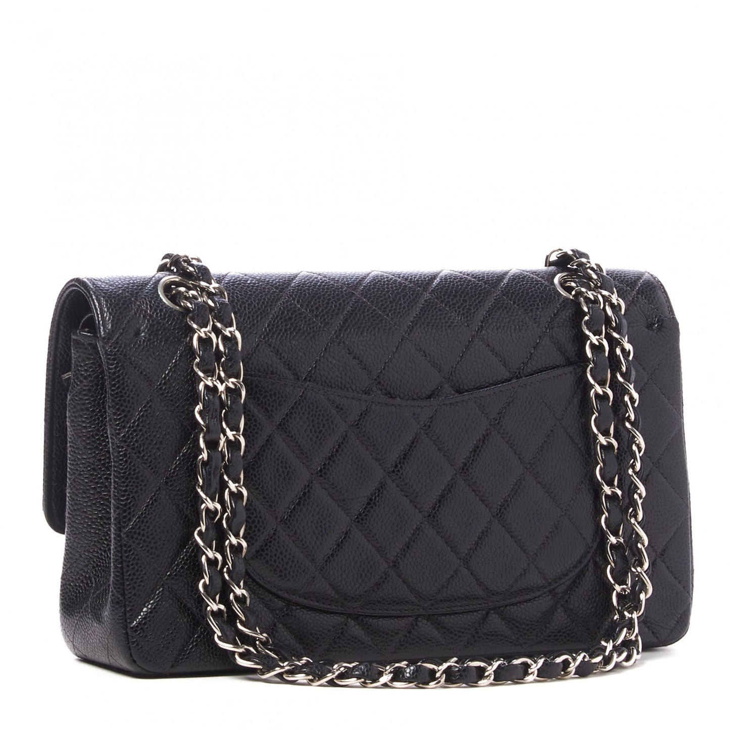 Caviar Quilted Medium Double Flap Black