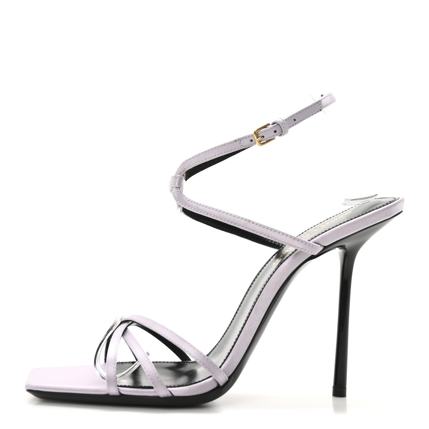 Saint Laurent Crepe Satin Baliqua 105 Ankle Strap Sandals 37.5 Poly Grey 1 of 7