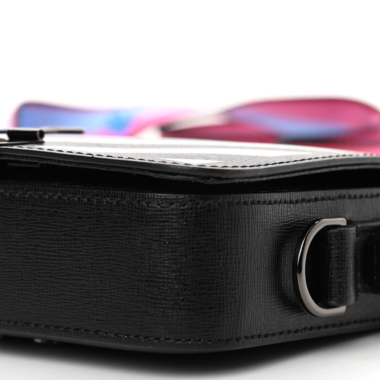 Off-White Saffiano Striped Mini Diag Binder Clip Bag Black White Indus 10 of 13