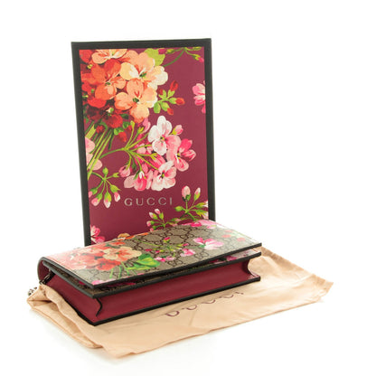 Gucci GG Supreme Monogram Blooms Chain Wallet Beige Multicolor Dry Rose 4 of 7