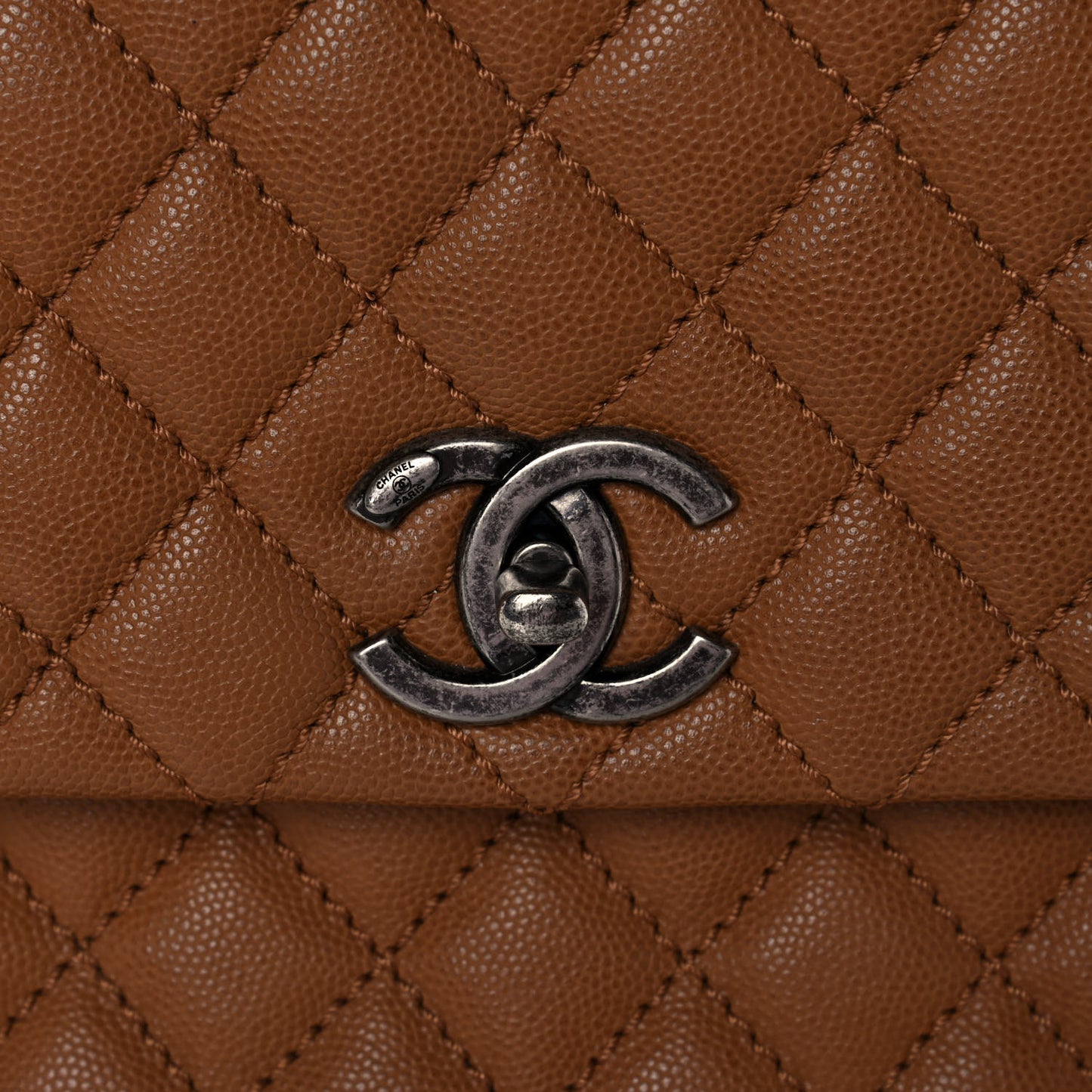 Caviar Quilted Medium Coco Handle Flap Camel