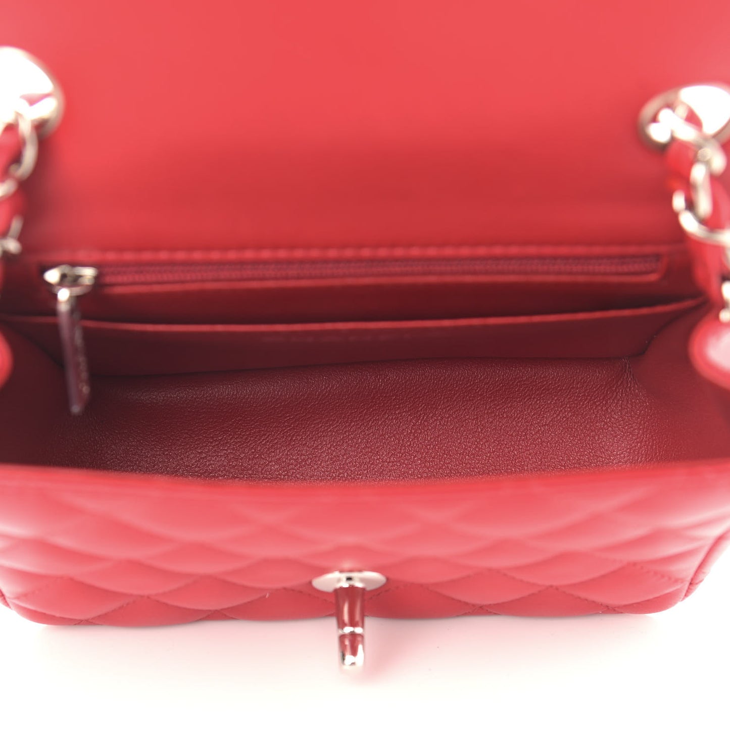 Lambskin Quilted Mini Square Flap Red