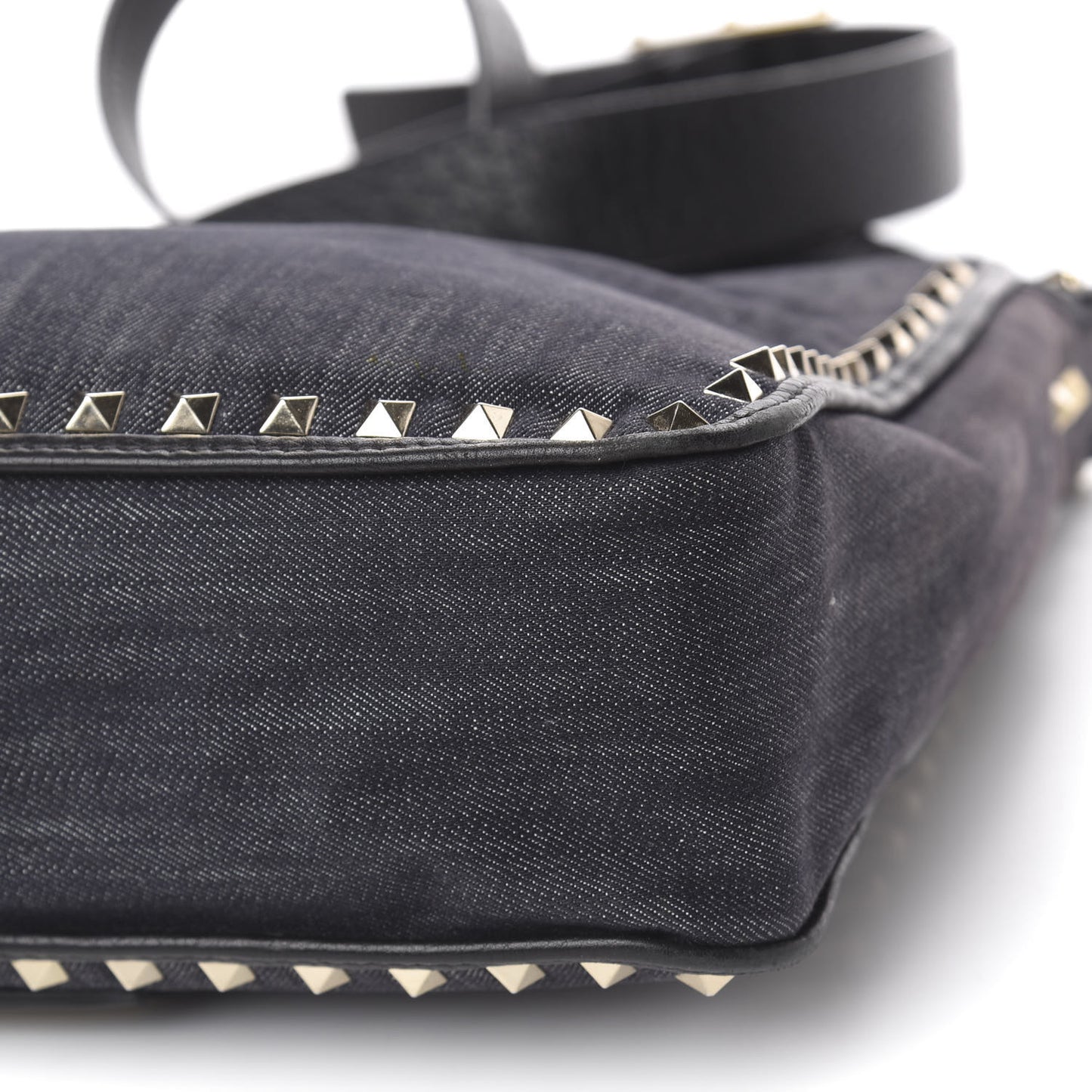 Denim Small Rockstud Flip-Lock Messenger Bag Blue