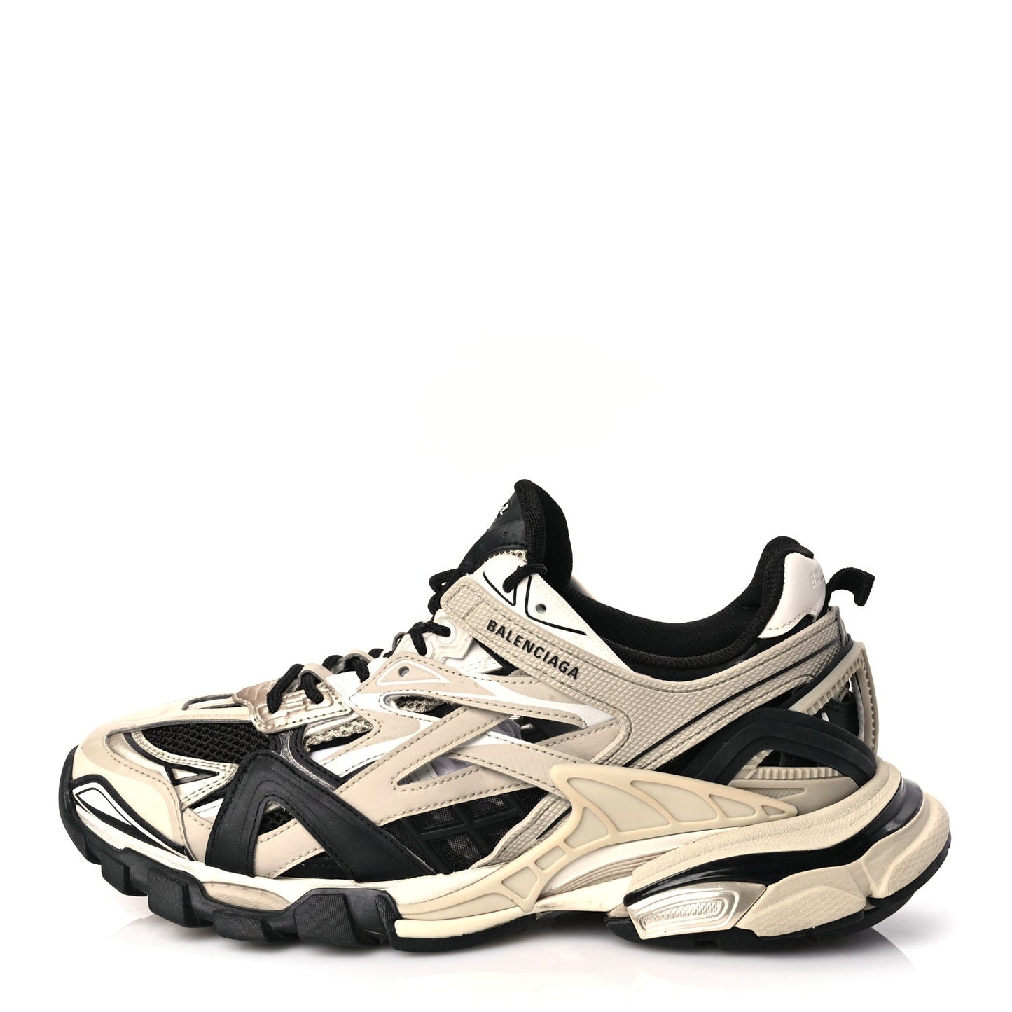 Rubber Mesh Bi-Color Mens Track.2 Open Sneakers 43 Beige Black