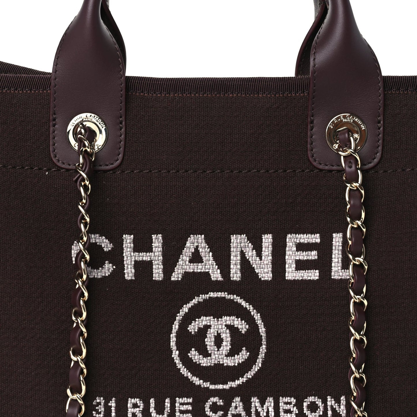 Mixed Fibers Calfskin Small Deauville Tote  Burgundy