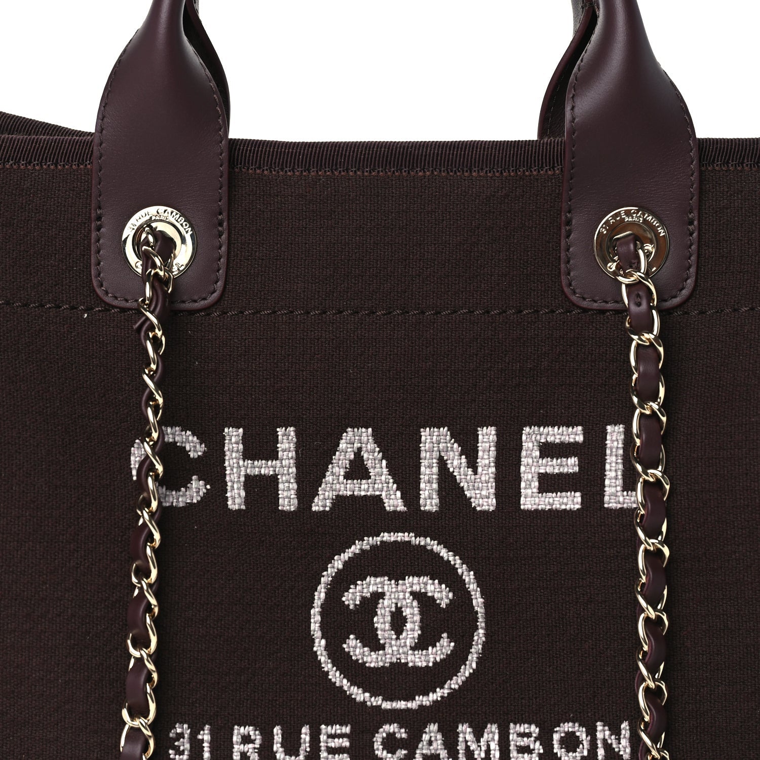 Chanel Mixed Fibers Calfskin Small Deauville Tote  Burgundy 7 of 9