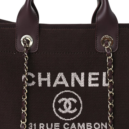 Chanel Mixed Fibers Calfskin Small Deauville Tote  Burgundy 7 of 9