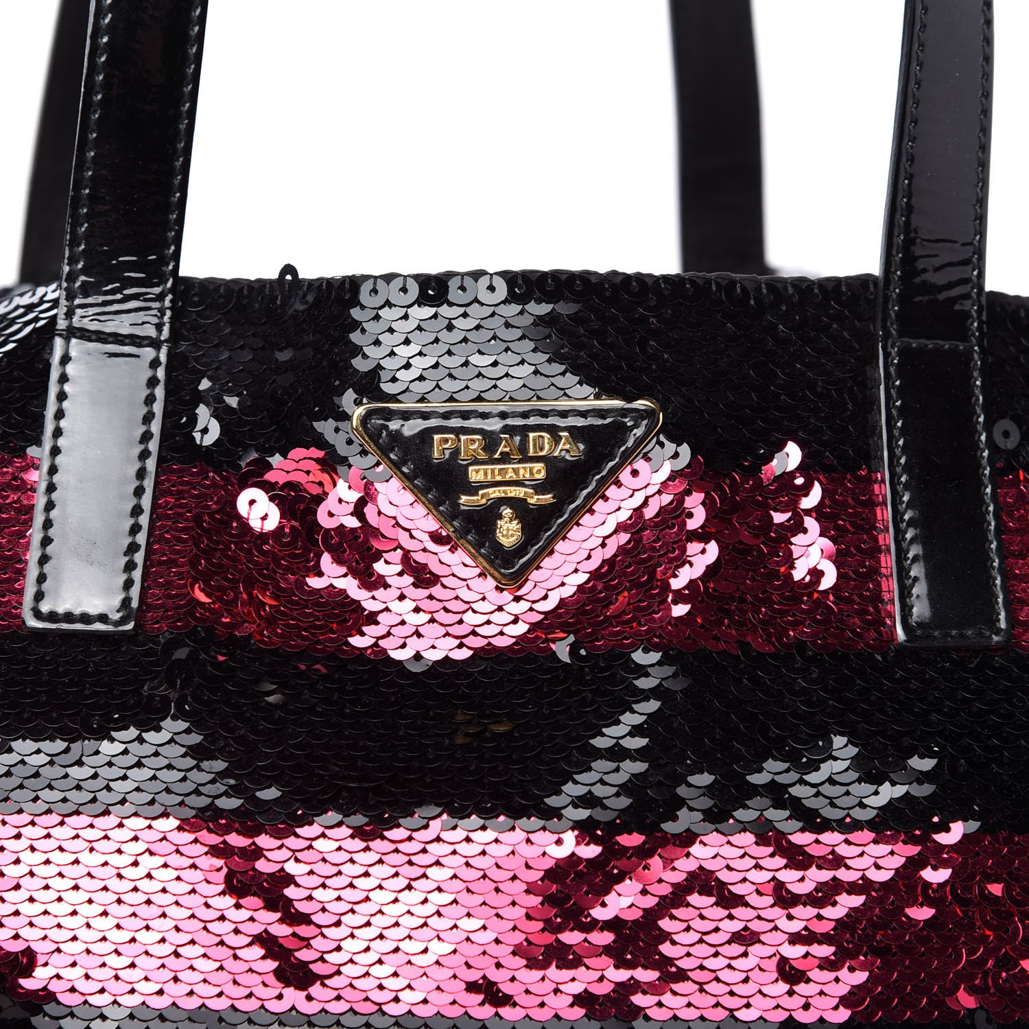 Prada Paillettes Striped Tote Fuxia 10 of 10