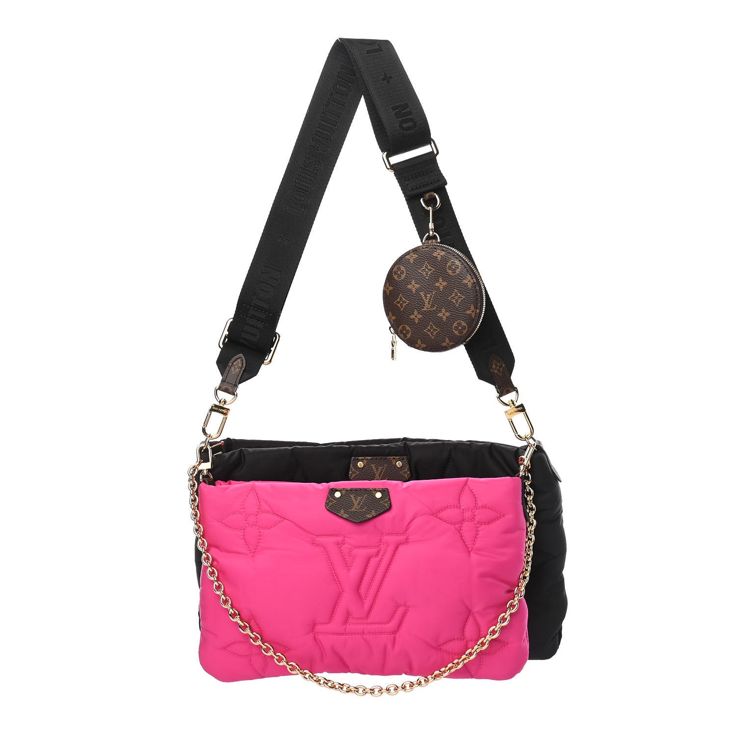 Econyl Monogram Pillow Maxi Multi Pochette Accessories Black Fuchsia