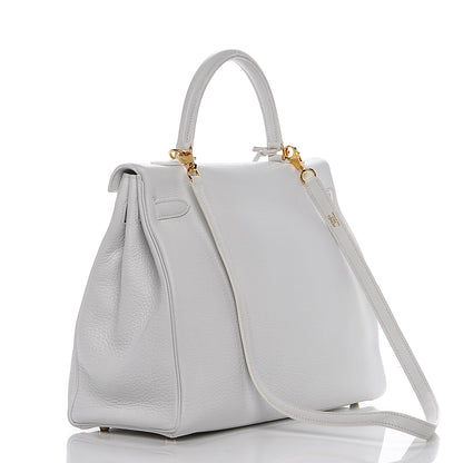 Hermes Taurillon Clemence Kelly Retourne 35 White 3 of 25