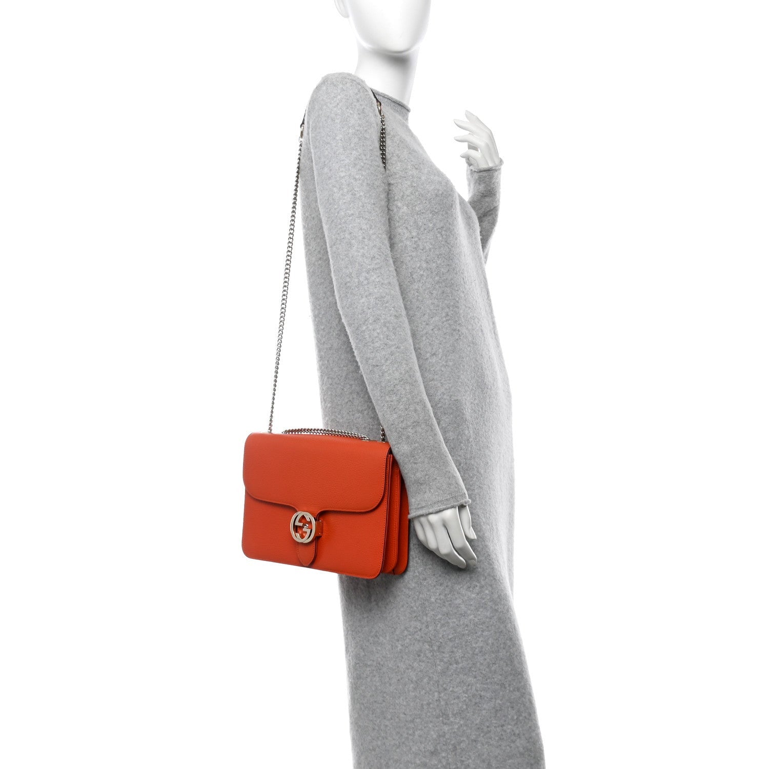Gucci Dollar Calfskin InterLocking G Shoulder Bag Sun Orange 2 of 7