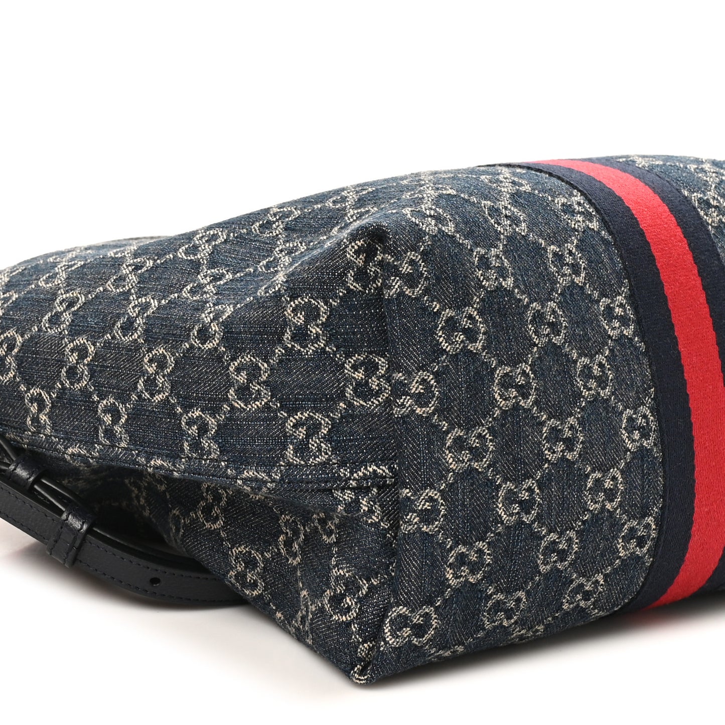 Denim GG Monogram Web Small Giglio Tote Blue White