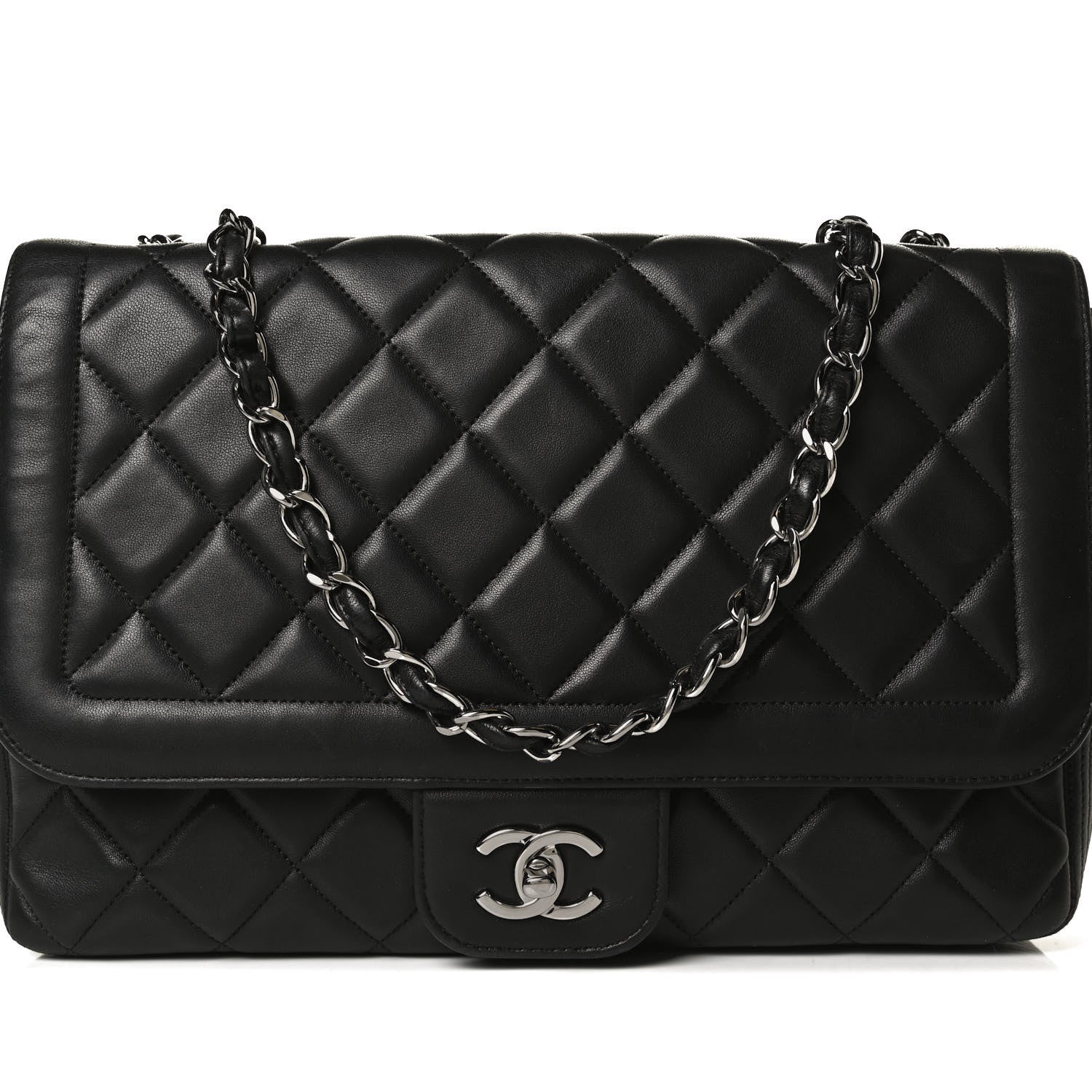 Chanel Lambskin Quilted Large Coco Rider Flap Black 7 of 9