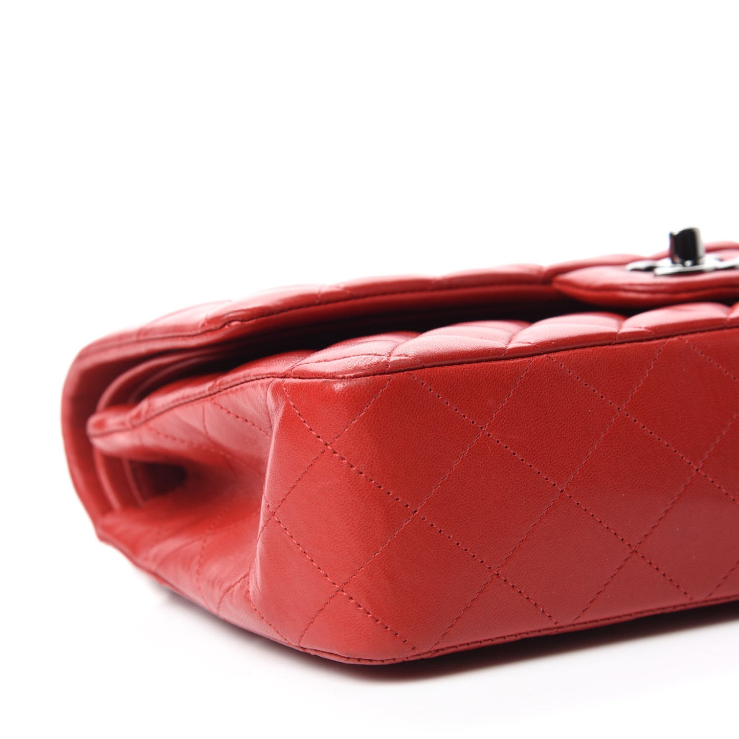 Lambskin Quilted Medium Double Flap Red