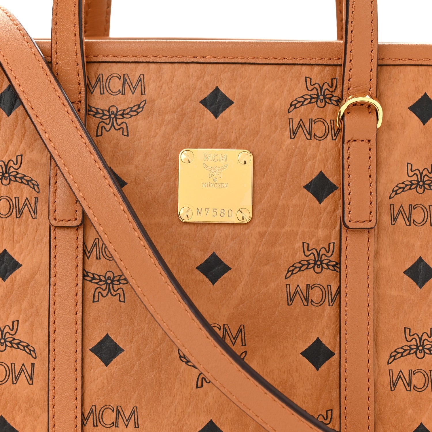 MCM Visetos Mini Toni Shopper Tote Cognac 8 of 10