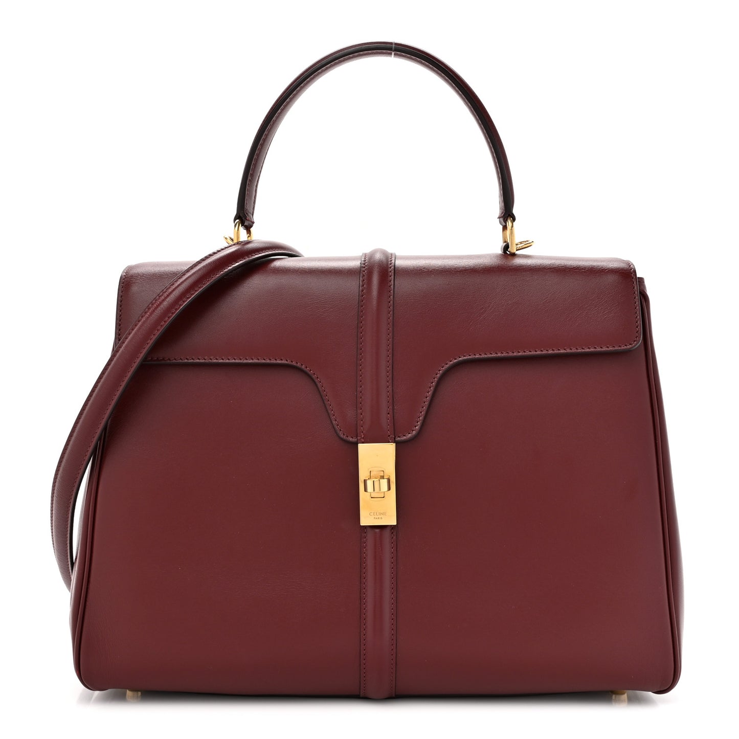 Satinated Calfskin Medium 16 Top Handle Bag Light Burgundy