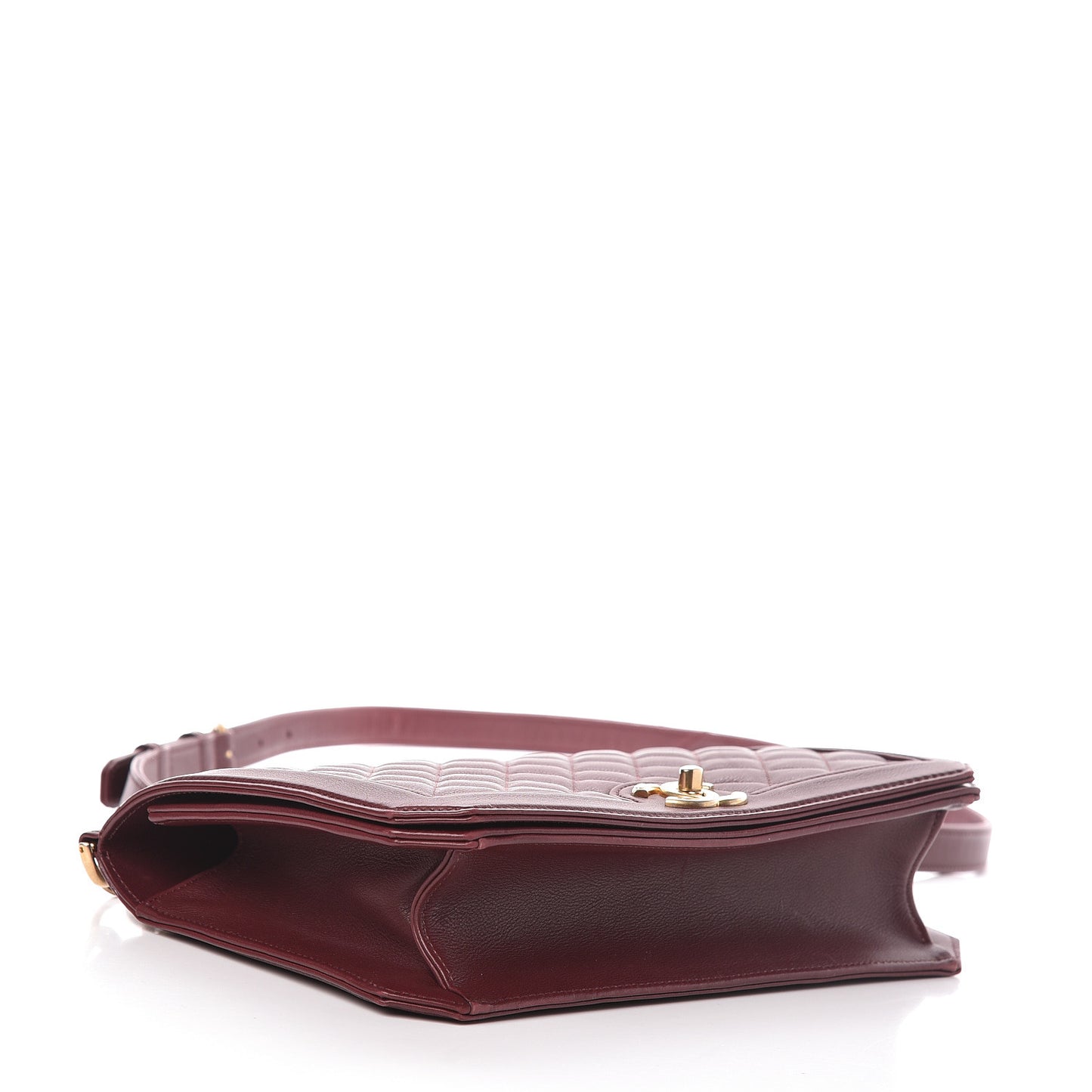 Calfskin Quilted Large Flap Bag Burgundy