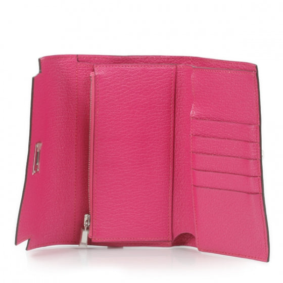Hermes Chevre de Coromandel Medium Kelly Wallet Fuchsia 9 of 11
