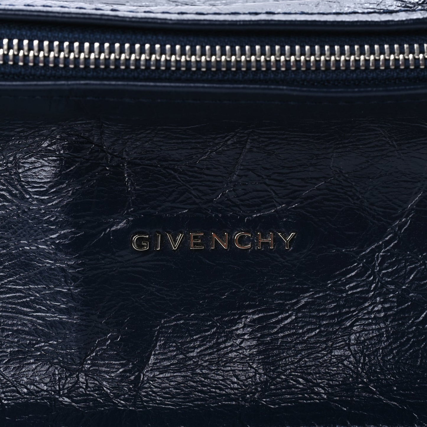 Crinkled Patent Mini Pandora Navy