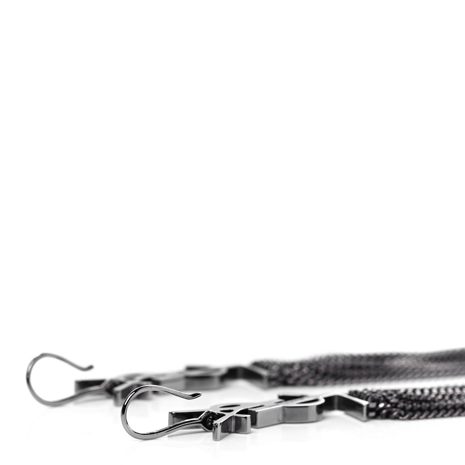 Saint Laurent Brass Monogram Chain Earrings 3 of 4