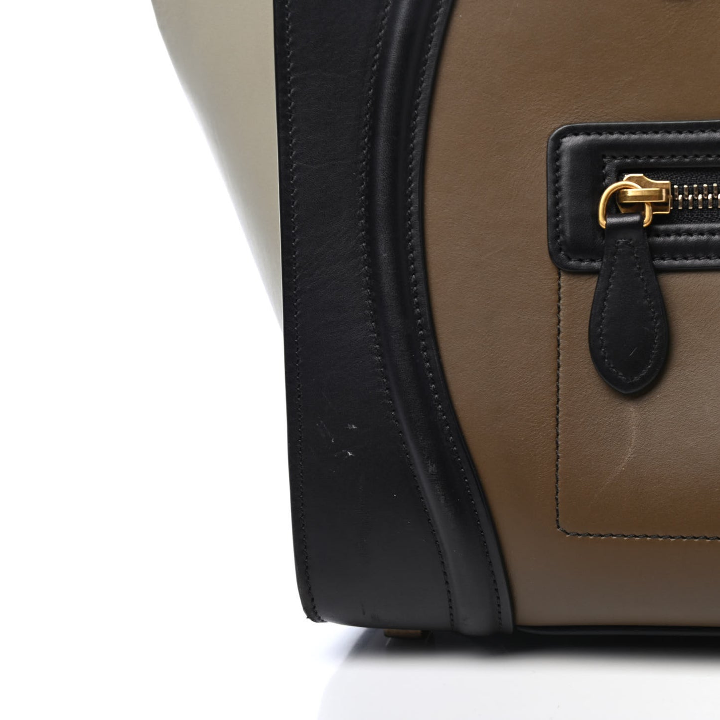 Satin Calfskin Mini Tri-Color Luggage Dark Grey