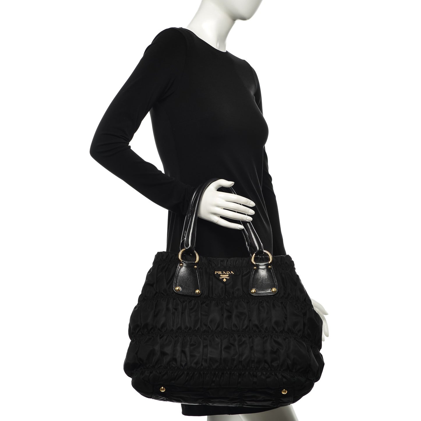 Tessuto Nylon Gaufre Tote Nero Black