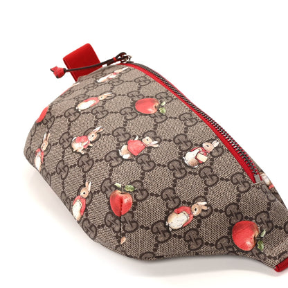 Gucci X PETER RABBIT GG Supreme Monogram Rabbit Print Childrens Belt Bag Beige Ebony Red 6 of 8