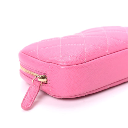 Chanel Caviar Quilted Small Curvy Pouch Cosmetic Case Pink 8 of 10