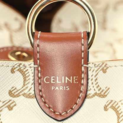 Celine Triomphe Canvas Calfskin Strap Box Bag White 5 of 8