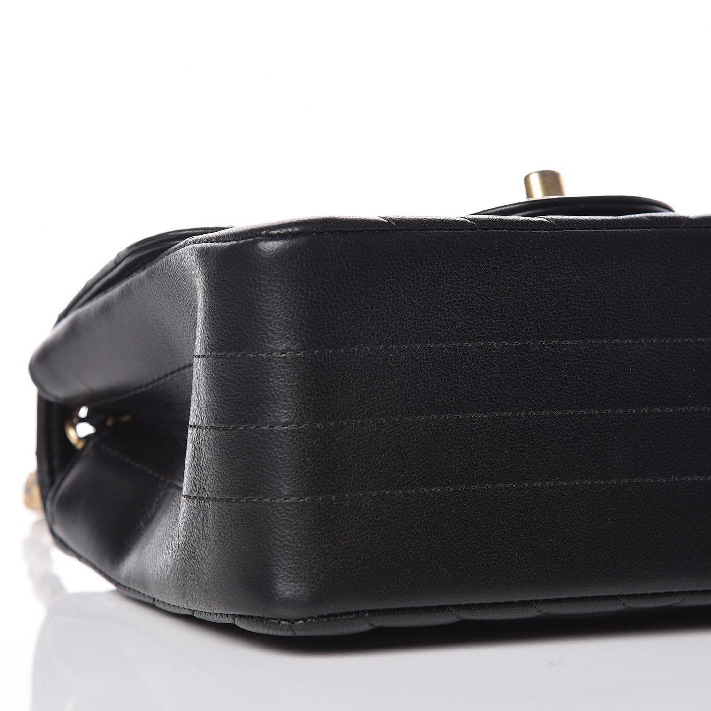 Lambskin Chevron Quilted Mini Square Flap Black